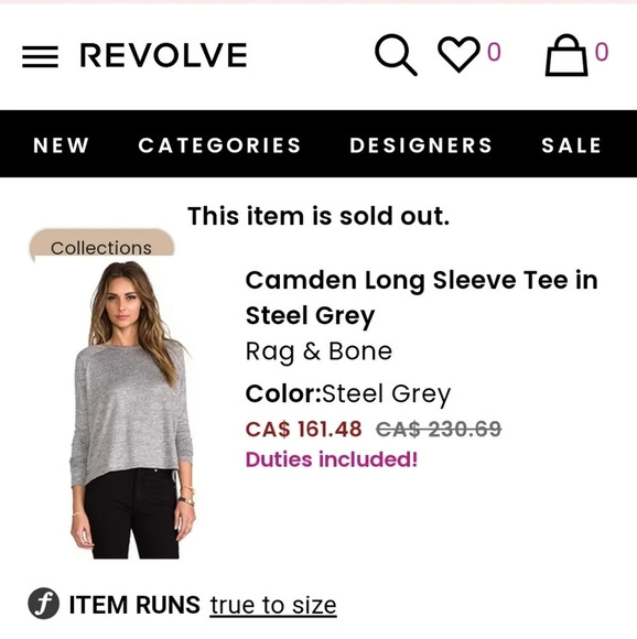 Rag &  Bone Jeans Camden Long Sleeve Tee with Step Hem Soft Oversize Relaxed XS - Picture 15 of 16